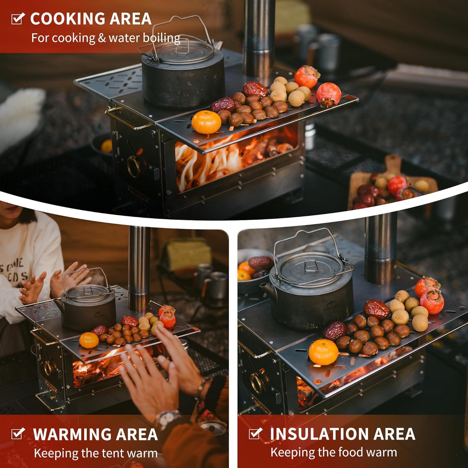 image:imageNaturehike Icefield Hot Tent Stove Tabletop Camping Stove with 472 Chimney Pipes Outdoor Tabletop Fire Pit