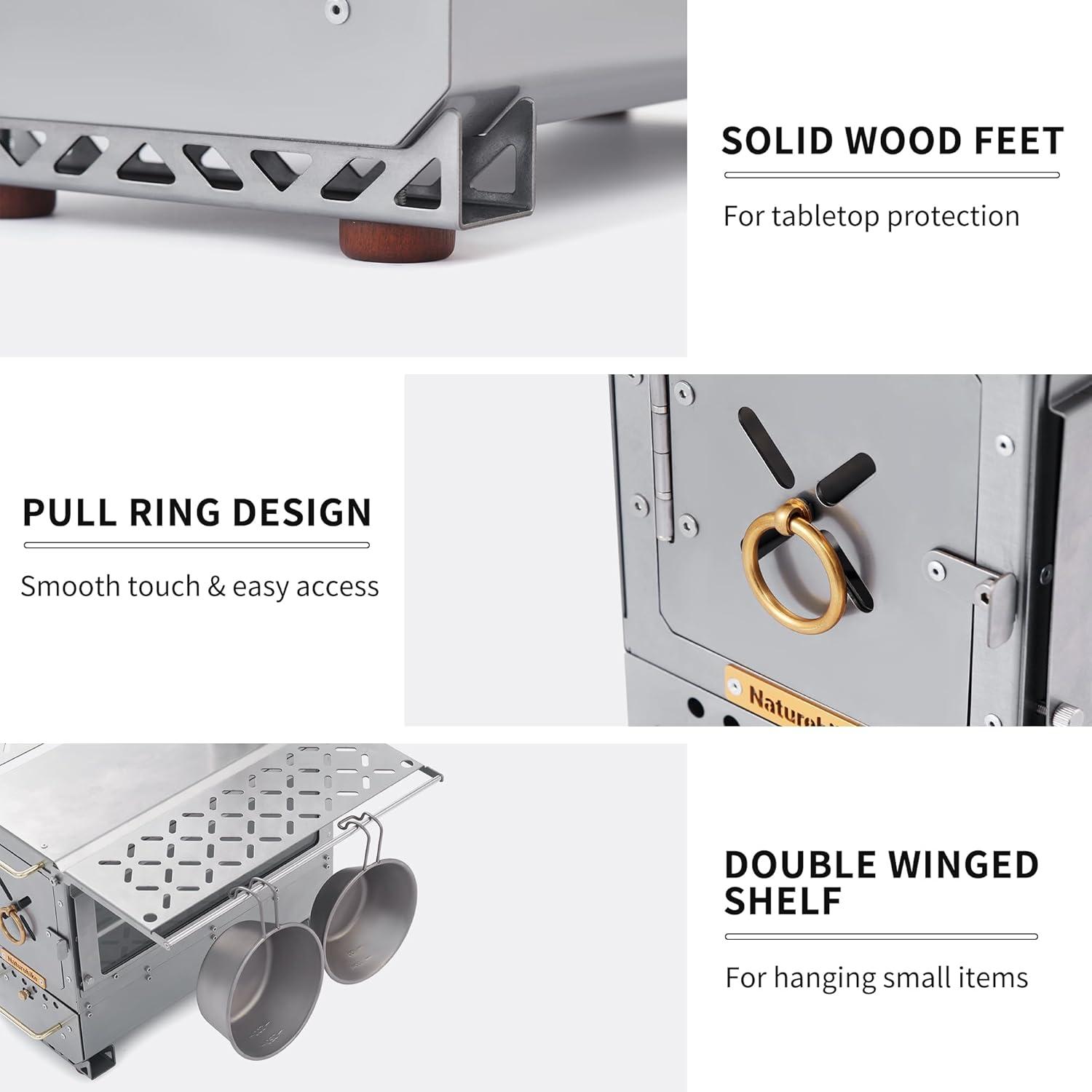 image:imageNaturehike Icefield Hot Tent Stove Tabletop Camping Stove with 472 Chimney Pipes Outdoor Tabletop Fire Pit