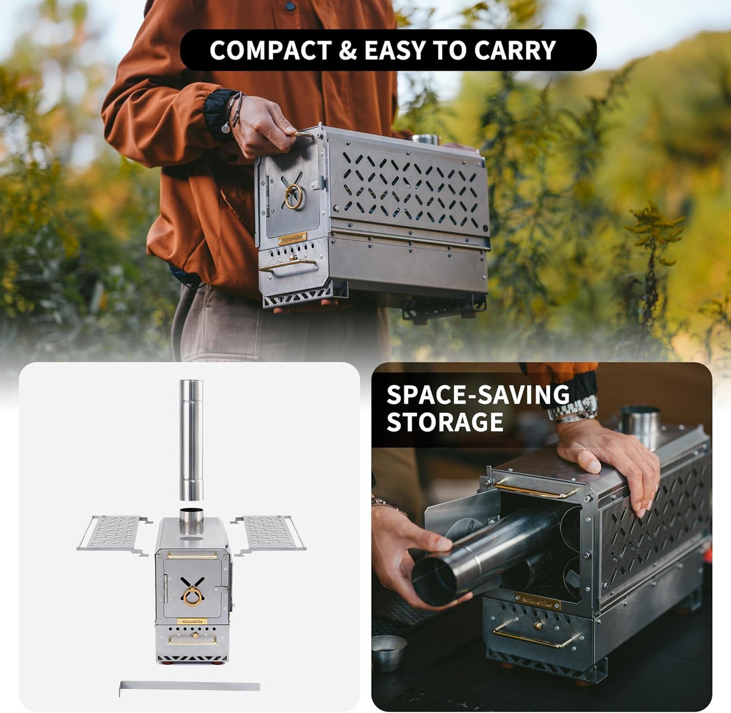 image:imageNaturehike Icefield Hot Tent Stove Tabletop Camping Stove with 472 Chimney Pipes Outdoor Tabletop Fire Pit