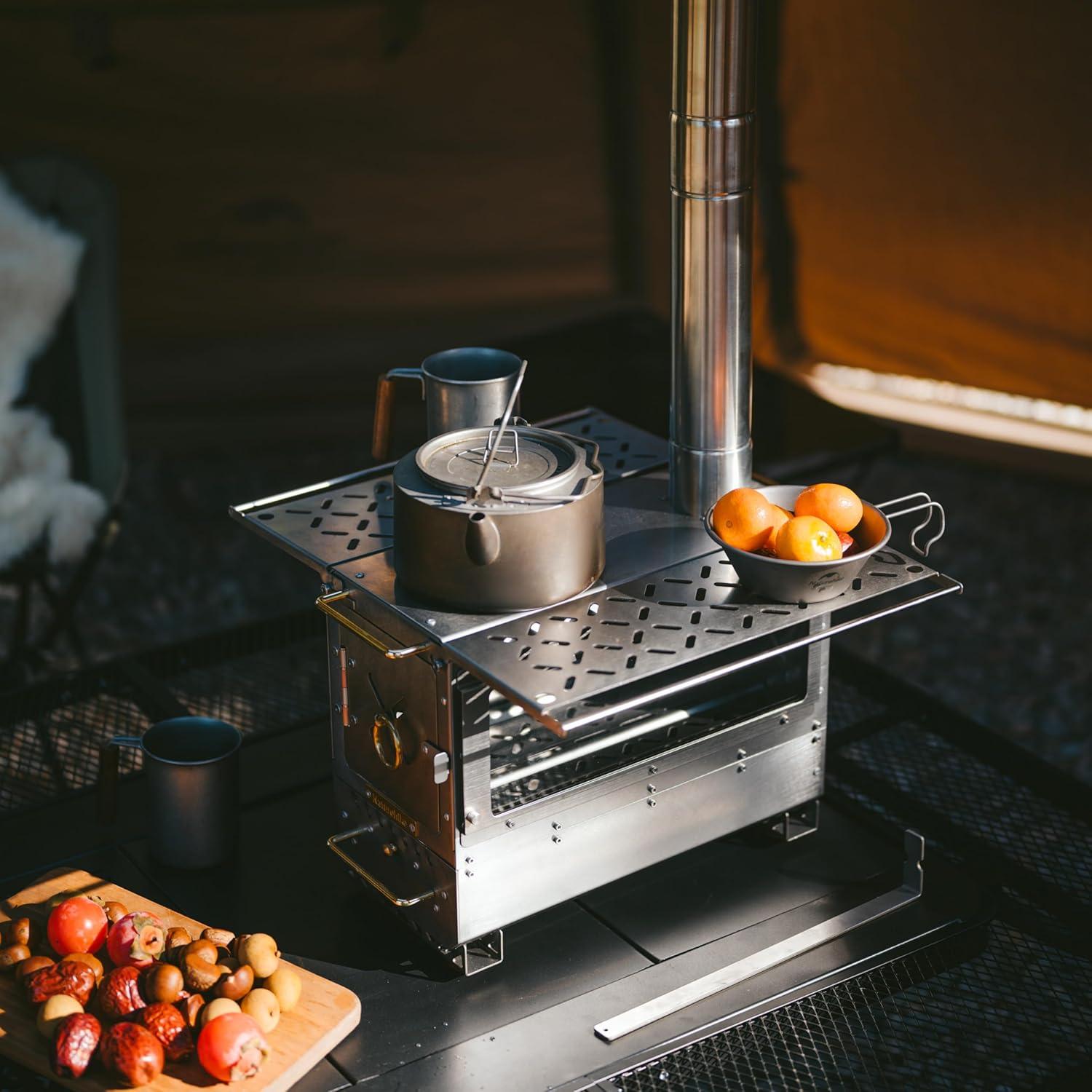 image:imageNaturehike Icefield Hot Tent Stove Tabletop Camping Stove with 472 Chimney Pipes Outdoor Tabletop Fire Pit