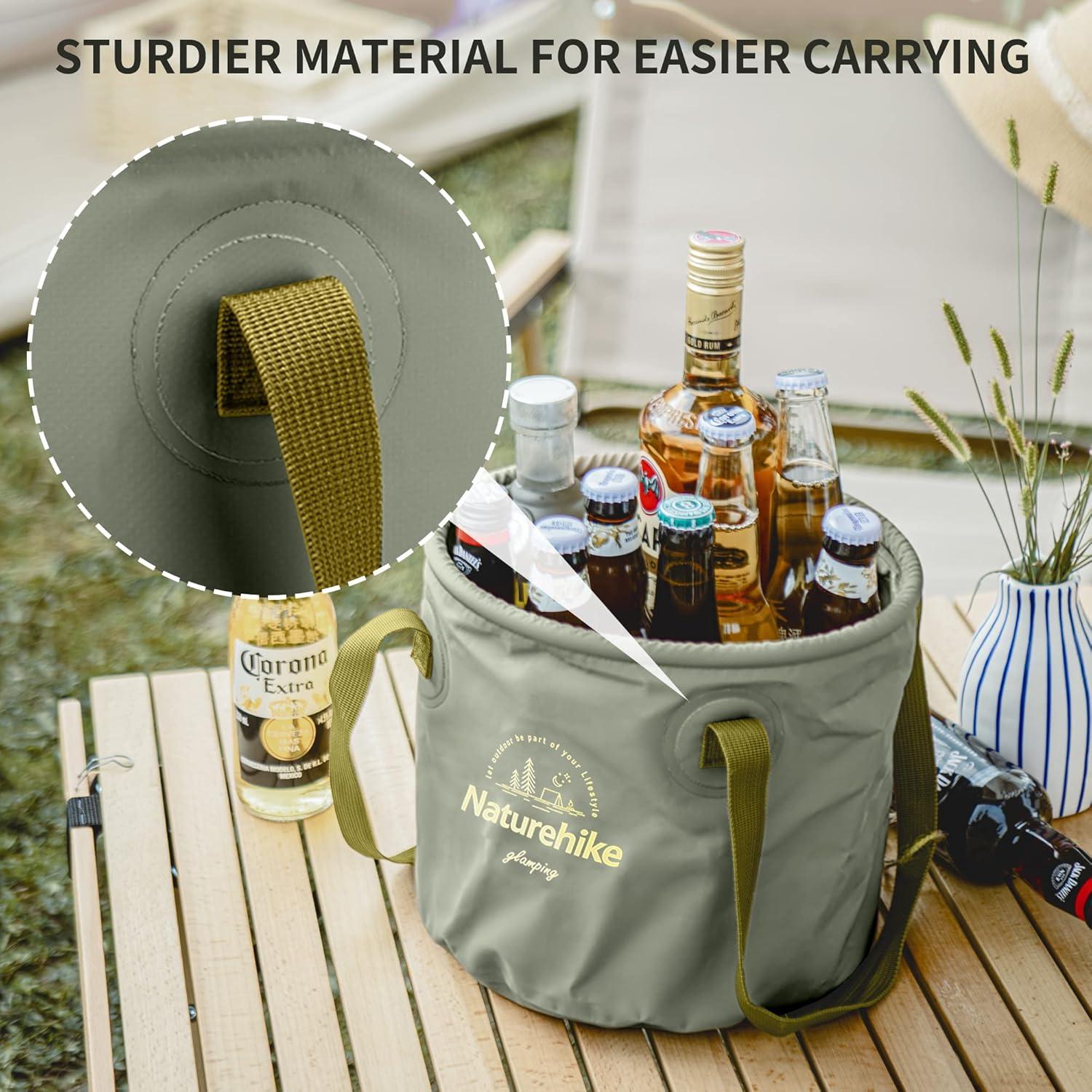 image:imageNaturehike Multifunctional Collapsible Water Basin Folding Tub Portable Bin Lightweight Foldable Bucket with Handles for Camping Dish Washing Laundry Fishing HikingArmy Green