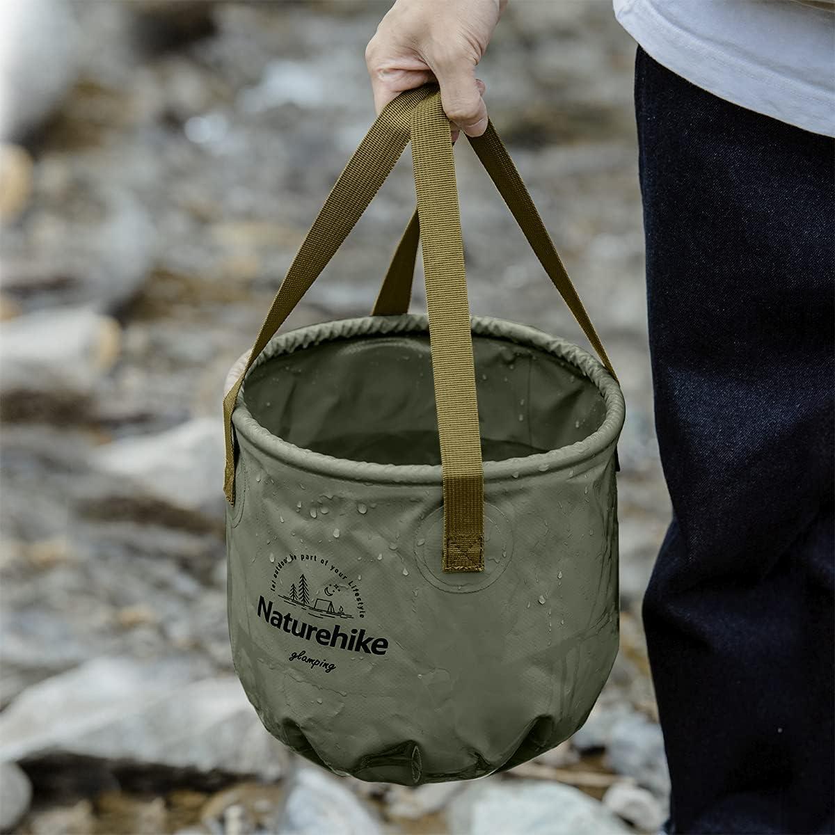 image:imageNaturehike Multifunctional Collapsible Water Basin Folding Tub Portable Bin Lightweight Foldable Bucket with Handles for Camping Dish Washing Laundry Fishing HikingArmy Green