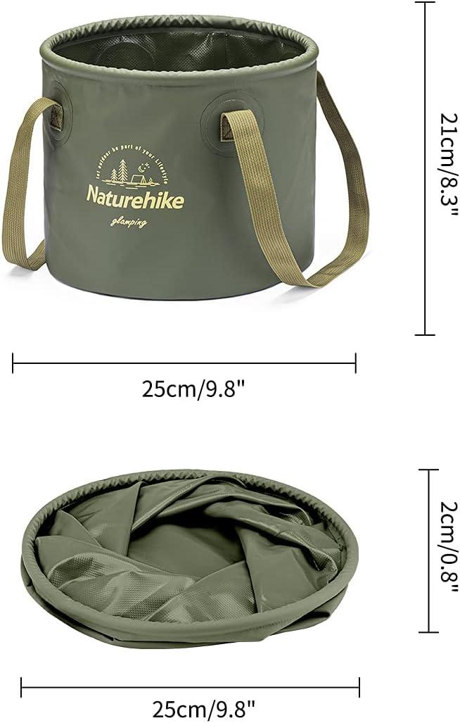 image:imageNaturehike Multifunctional Collapsible Water Basin Folding Tub Portable Bin Lightweight Foldable Bucket with Handles for Camping Dish Washing Laundry Fishing HikingArmy Green