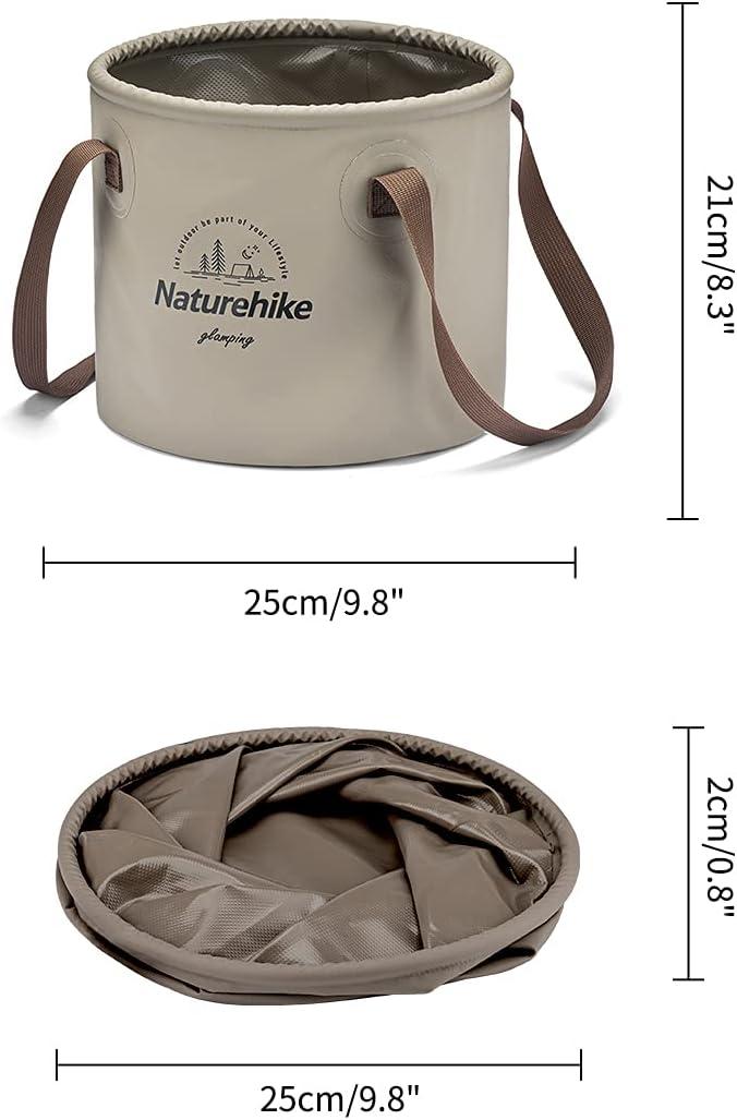 image:imageNaturehike Multifunctional Collapsible Water Basin Folding Tub Portable Bin Lightweight Foldable Bucket with Handles for Camping Dish Washing Laundry Fishing HikingCoffee