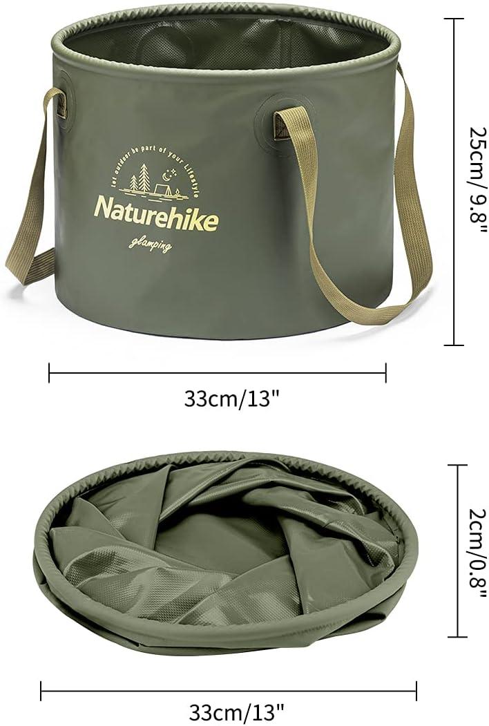 image:imageNaturehike Multifunctional Collapsible Water Basin Folding Tub Portable Bin Lightweight Foldable Bucket with Handles for Camping Dish Washing Laundry Fishing HikingArmy Green