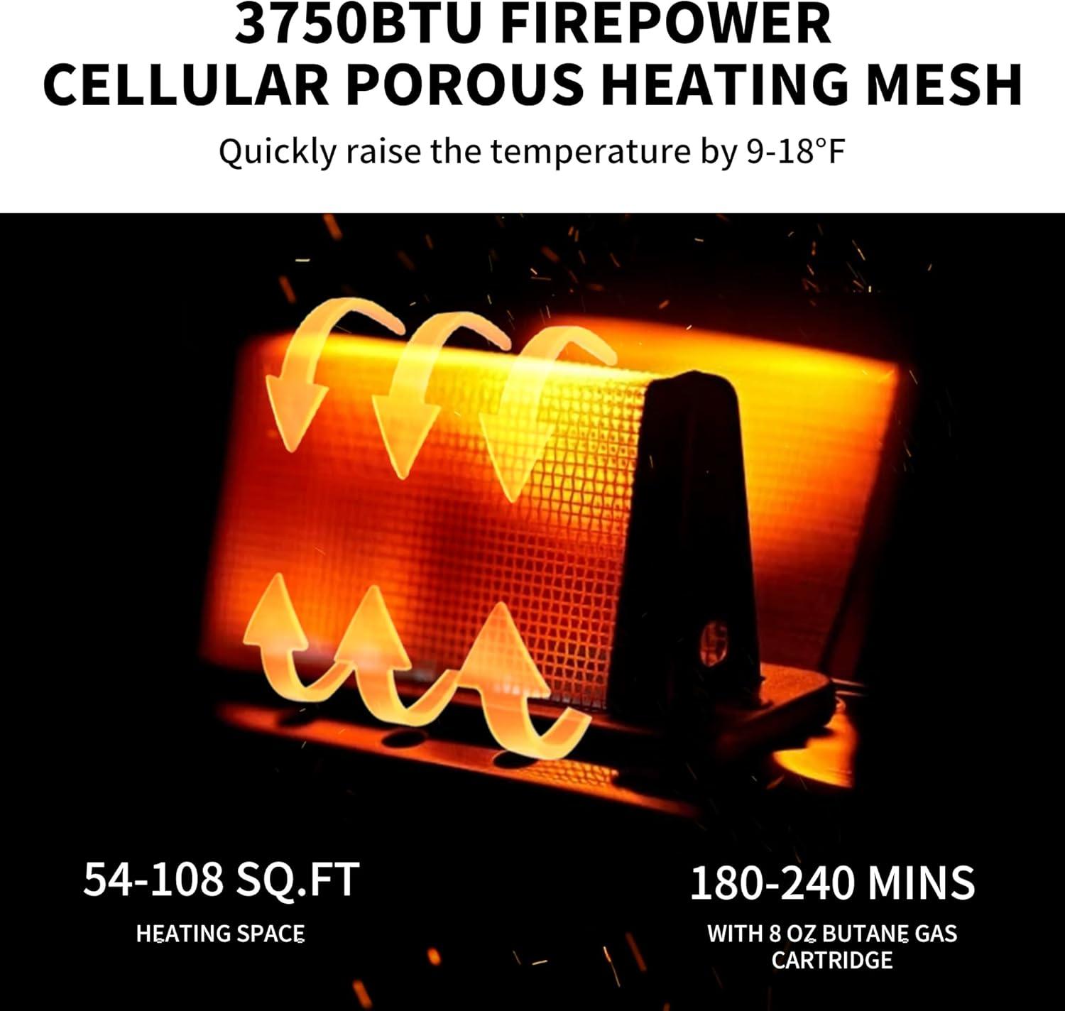 image:imageNaturehike Portable 3in1 Camping Heater for Outdoor 3750 BTU Butane Tent Heater with Insulated Shelf amp Handle Patio Heater for HomeDark green
