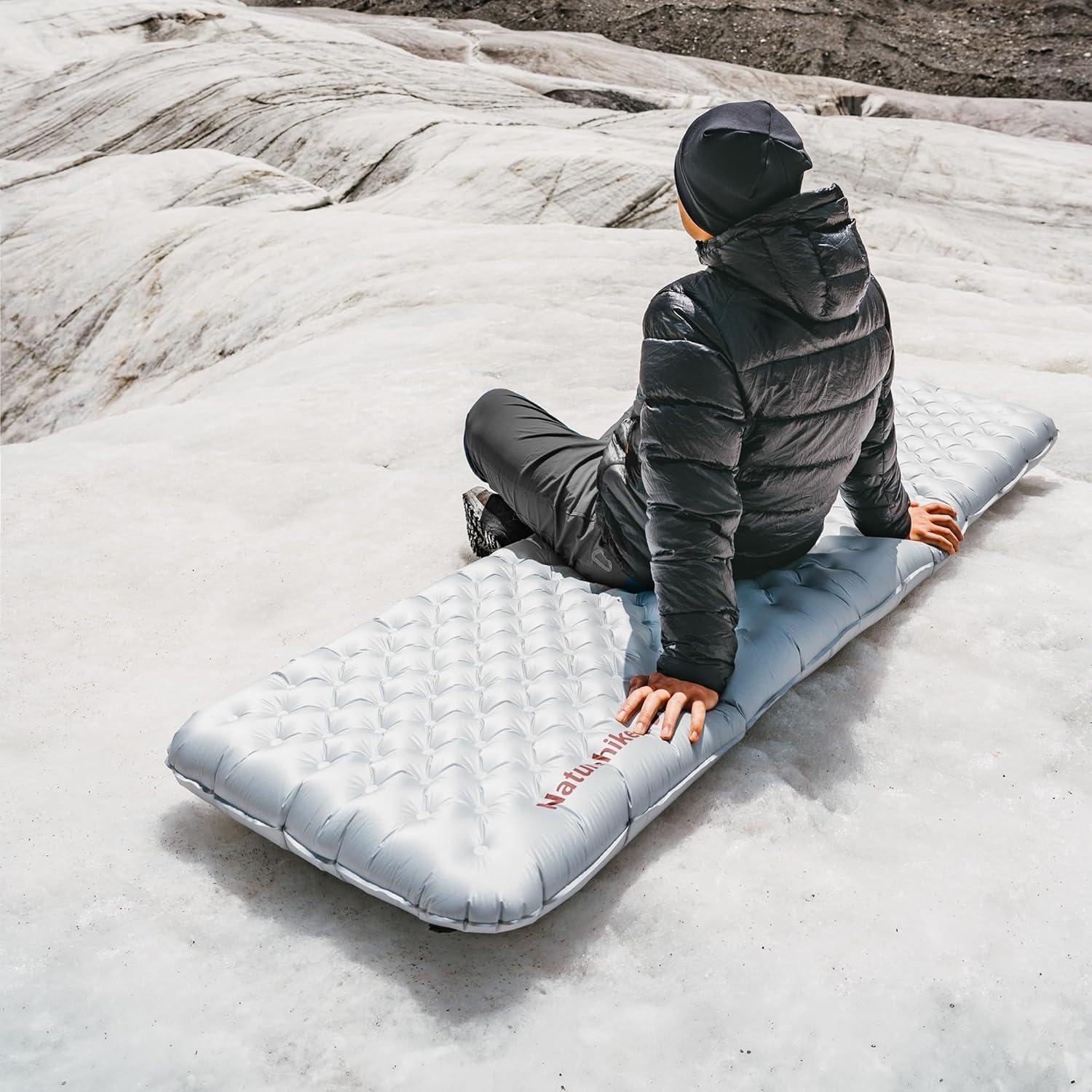 image:imageNaturehike Ultralight Self Inflating Sleeping Pad with R88 Patchworkable Sleeping Mat for Camping Hiking Climbing with Inflatable Bag Regular7717 252inSilver733228in