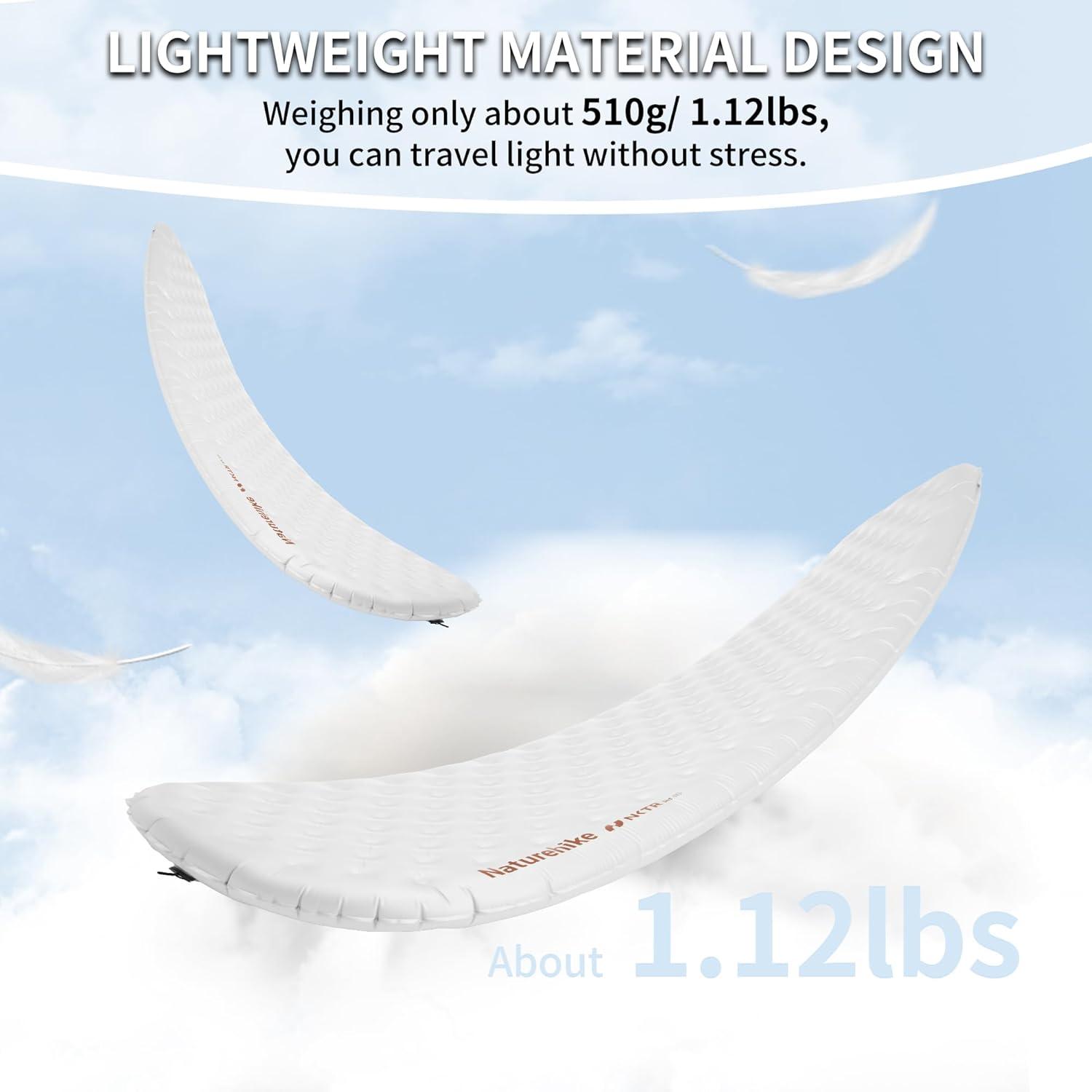 image:imageNaturehike Ultralight Self Inflating Sleeping Pad with R88 Patchworkable Sleeping Mat for Camping Hiking Climbing with Inflatable Bag Regular7717 252inSilver733228in