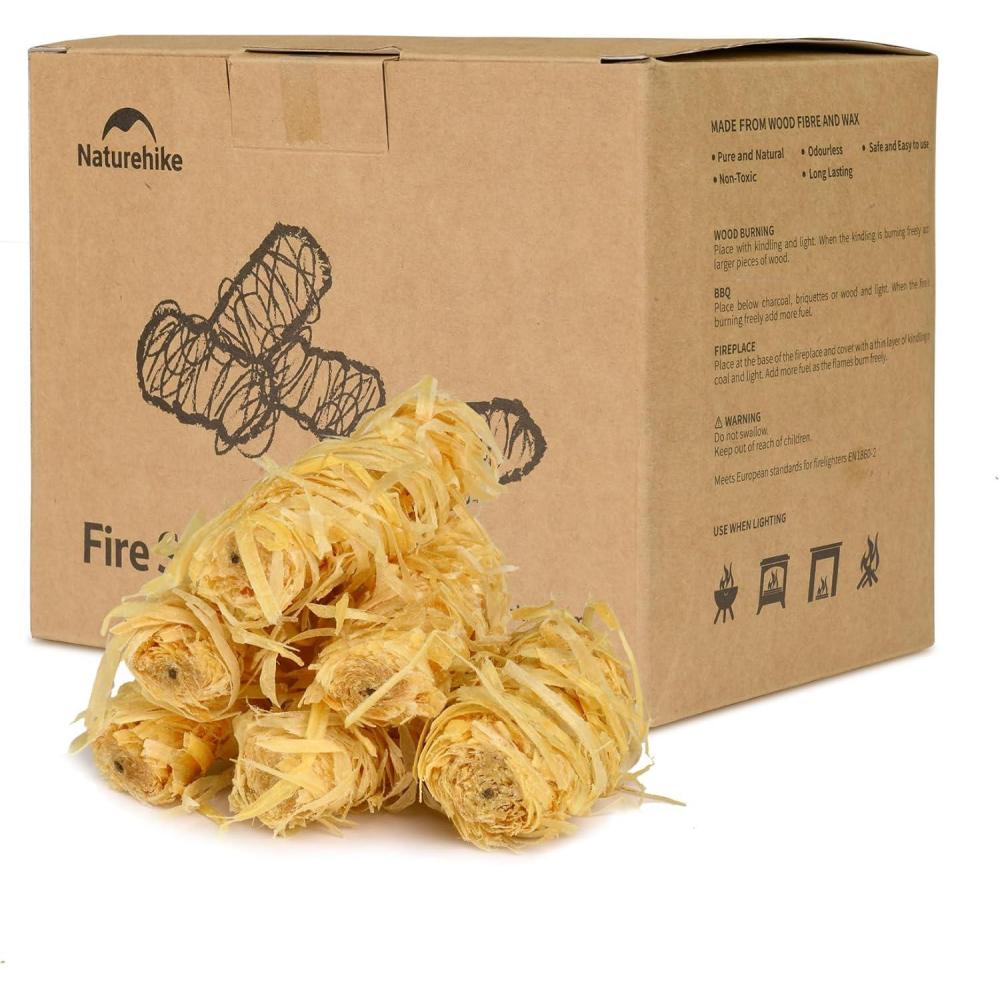 image:imageNaturehike 72 pcs Fire Starter Odorless Natural Pine Fire Starters for Fireplace Campfires Grill Wood amp Pellet Stove Chimney Fire Pit BBQ Smoker