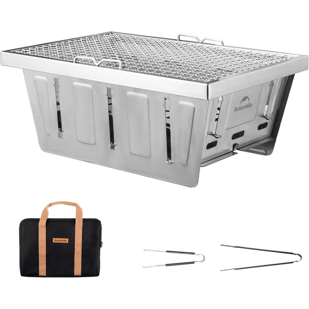 image:imageNaturehike Camping Charcoal Grill for IGT Table Folding Barbecue Grill with Tongs amp Carry Bag Portable BBQ Grill for Outdoor Car Camping Cooking Tailgating