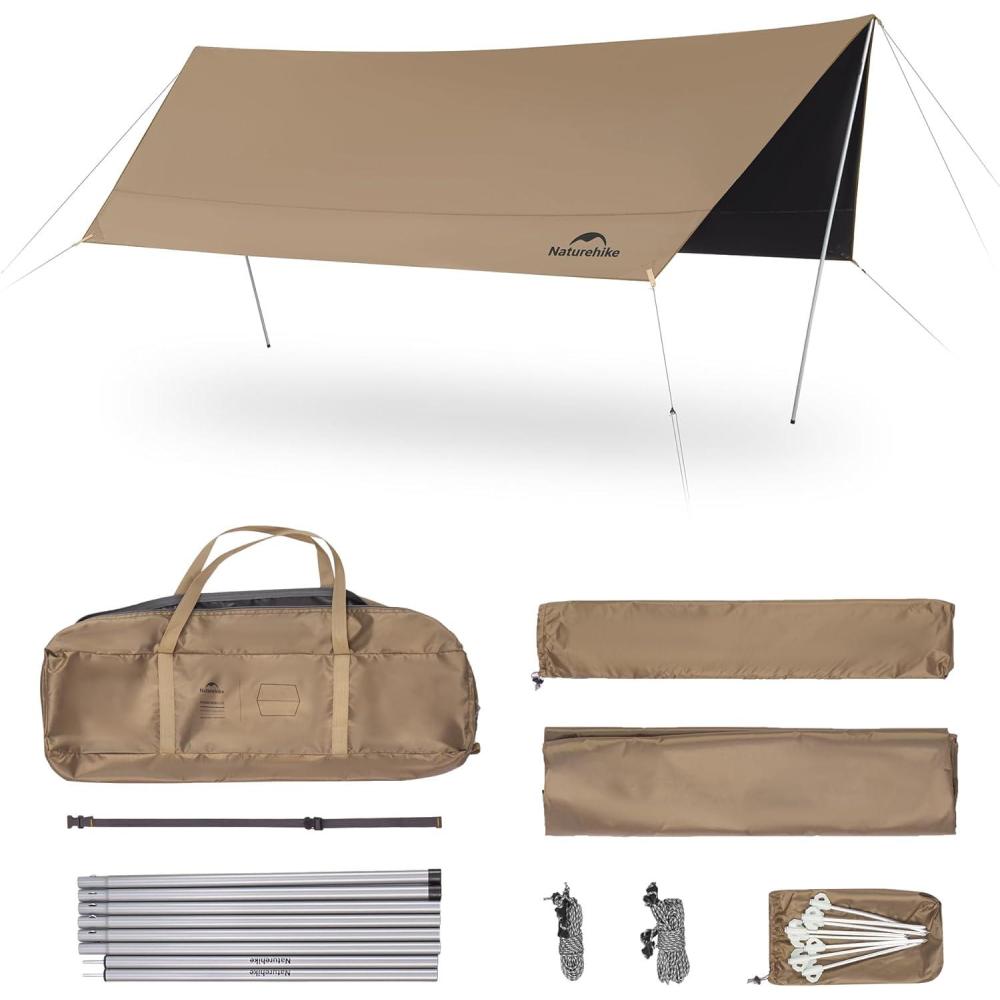 image:imageNaturehike Cloud Skies Camping Tent Tarp with Poles Waterproof PU 18000mm Rain Shelter AntiUV UPF2000 Camping Sun Shelter Canopy13 X 96ft