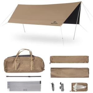 image:imageNaturehike Cloud Skies Camping Tent Tarp with Poles Waterproof PU 18000mm Rain Shelter AntiUV UPF2000 Camping Sun Shelter Canopy13 X 96ft