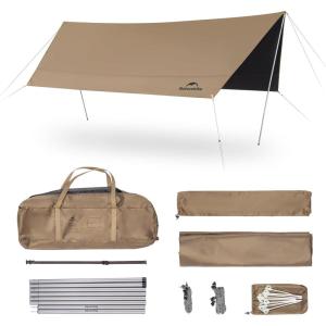 image:imageNaturehike Cloud Skies Camping Tent Tarp with Poles Waterproof PU 18000mm Rain Shelter AntiUV UPF2000 Camping Sun Shelter Canopy164 x 125ft