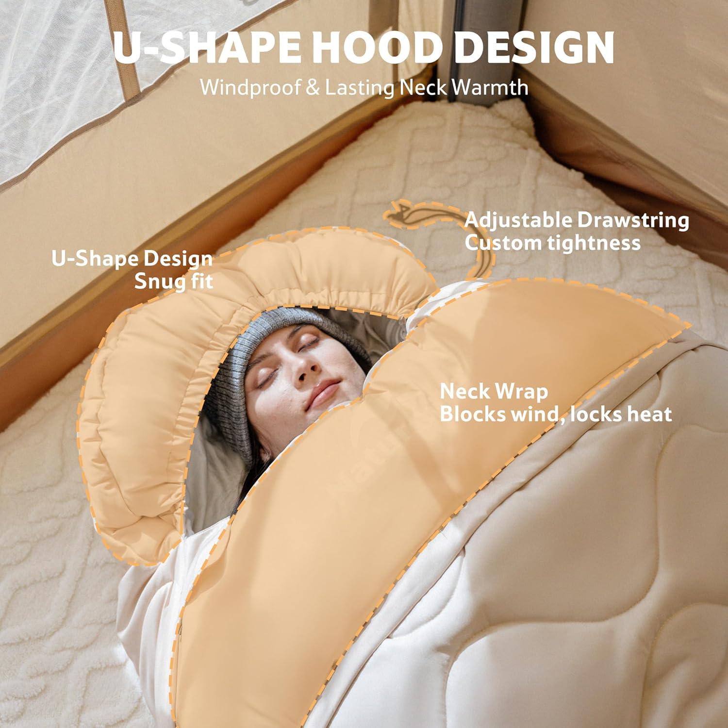image:imageNaturehike XXL Oval Sleeping Bag for Adults Protein Fibers Sleeping Bag with Arm Zippers for All Seasons Machine Washable Sleeping Bags for Camping Home Office PFASFree FabricBrown39