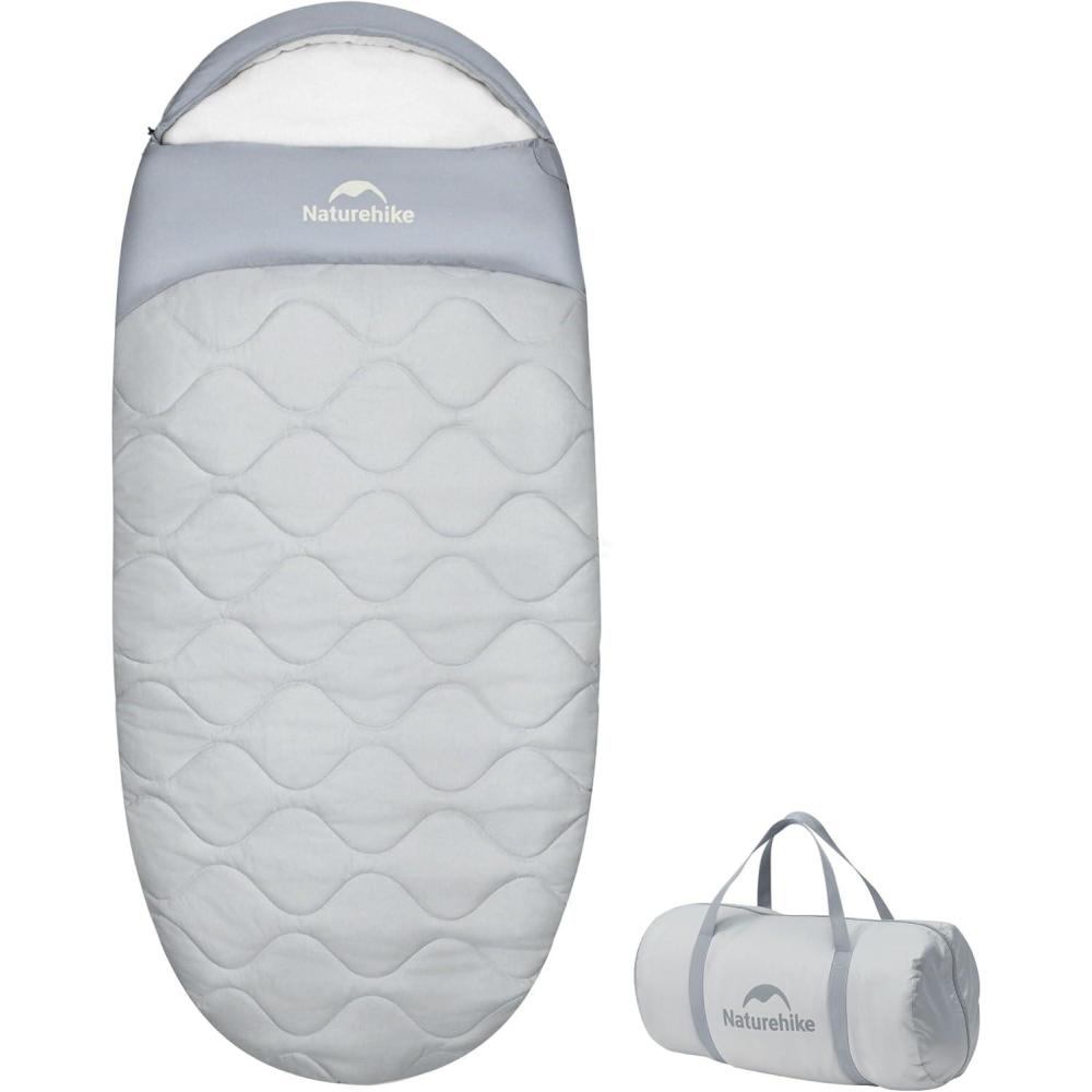 image:imageNaturehike XXL Oval Sleeping Bag for Adults Protein Fibers Sleeping Bag with Arm Zippers for All Seasons Machine Washable Sleeping Bags for Camping Home Office PFASFree FabricGray54
